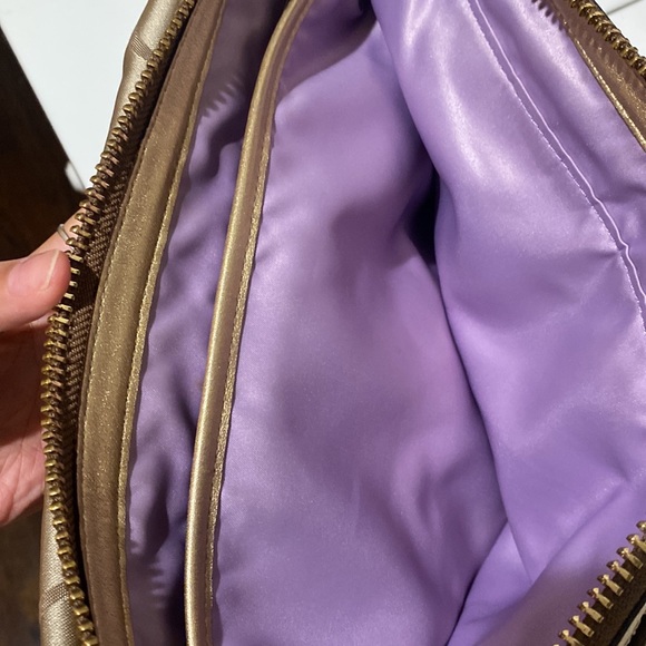 COACH ADDISON SPECTATOR 13206 Gold KHAKI JACQUARD SIGNATURE C BUSINESS HANDBAG - Picture 7 of 16